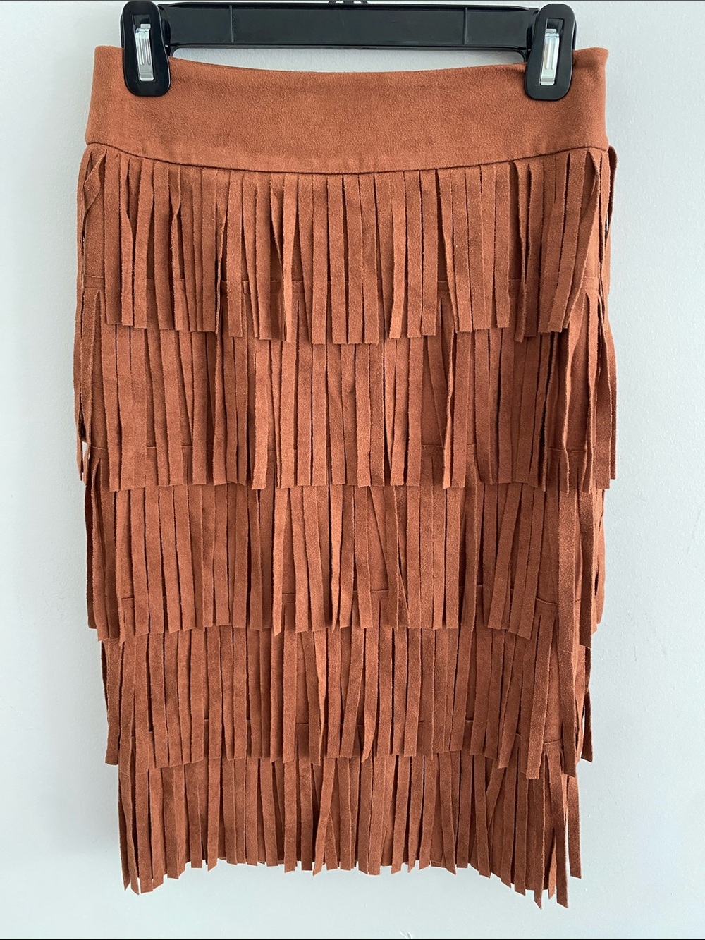 J.O.A. Los Angeles Women's Knee Length Faux Shearling Trimmed Suede Skirt Size S